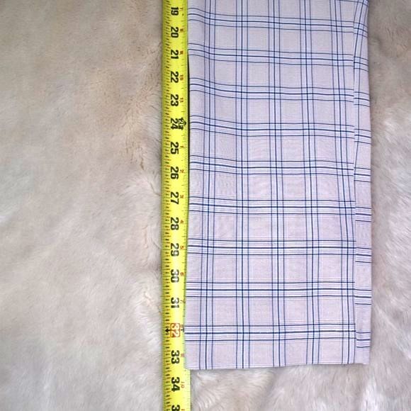 Womens Dress Pants Small Plaid Beige Blue Cropped Capris Preppy Casual Slacks - Picture 9 of 14